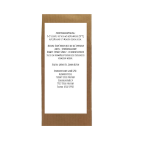 rückseiten etikett der Tee verpackung